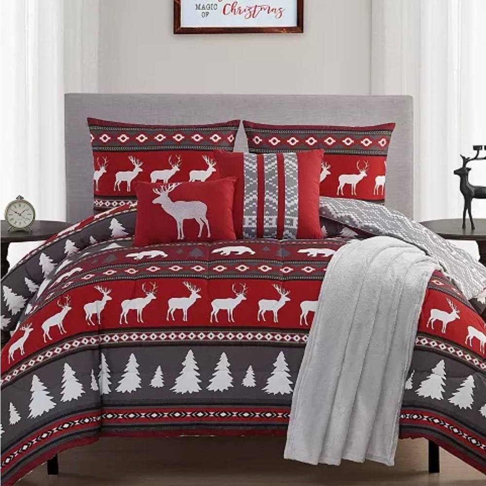 ChristmasReversible Cabin
Elk Wildlife 6 pcs Queen

Comforter Set
